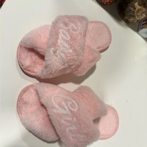 Pink Fuzzy Kids Slippers